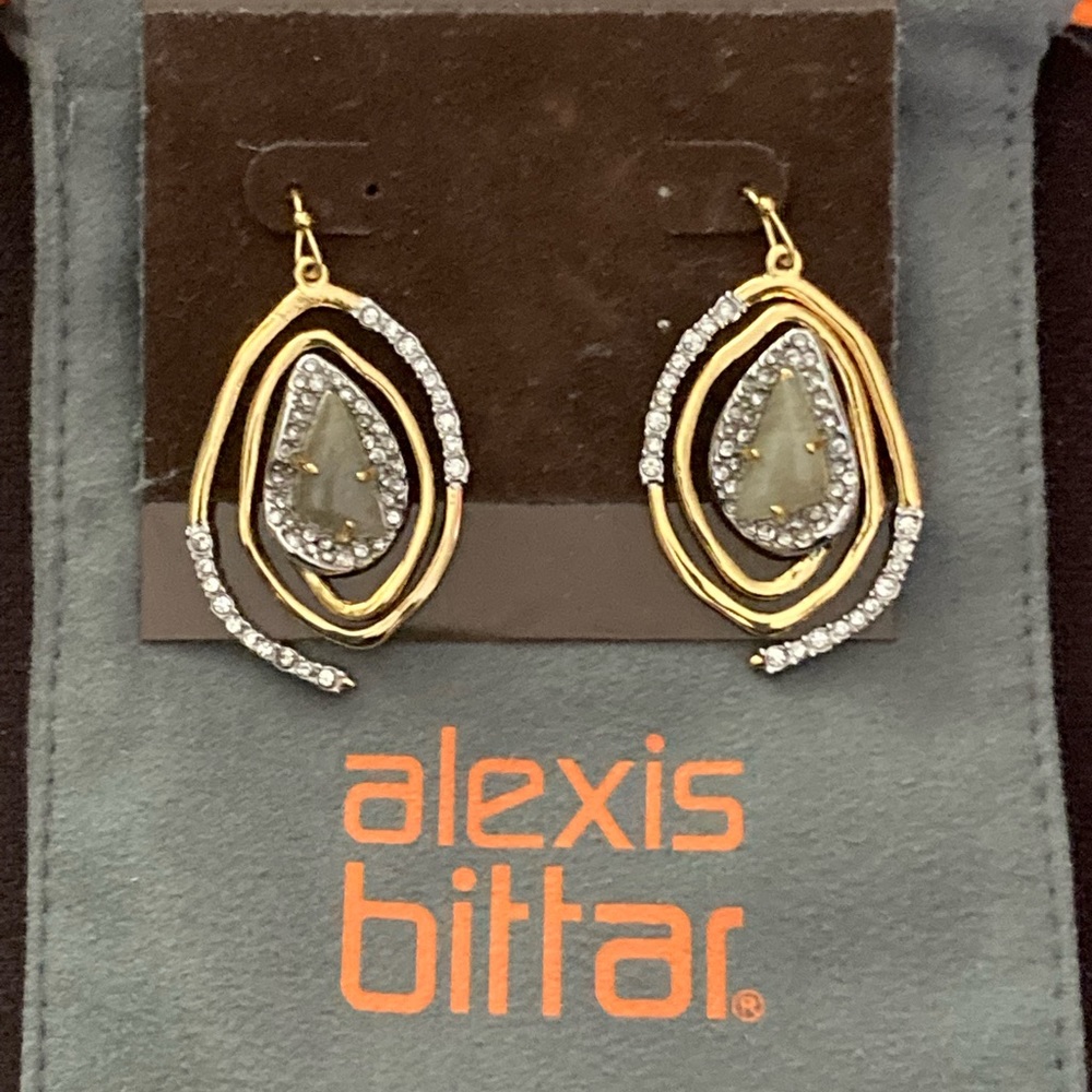 ALEXIS BITTAR Gold Plated, Crystal Encrusted Spiral Earrings NWT!